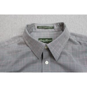 Eddie Bauer Shirt Mens Large Plaid Wrinkle Resistant Classic Fit Button-Up